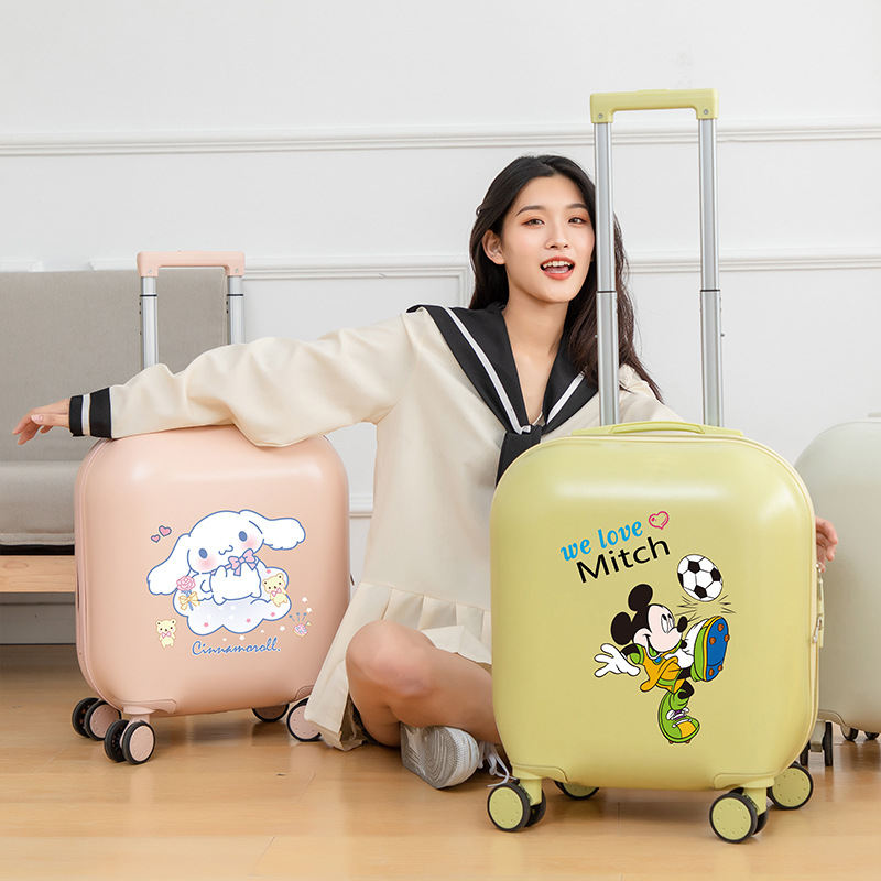 Equipaje de dibujos animados para niños de 18 pulgadas pequeño carro de embarque ligero para niños y niñas maleta de rueda universal