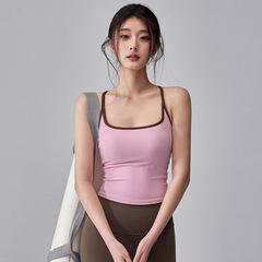 瑜伽背心女带胸垫运动文胸大码胖mm修身显瘦跑步骑行防震速干上衣