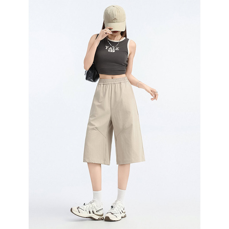 Khaki Large Pocket Cargo Shorts for Women, Summer 2026 New Style, Petite American-Style Straight-Leg Sports Capri Pants Khaki Large Pocket Cargo Shorts for Women, Summer 2026 New Style, Petite American-Style Straight-Leg Sports Capri Pants
