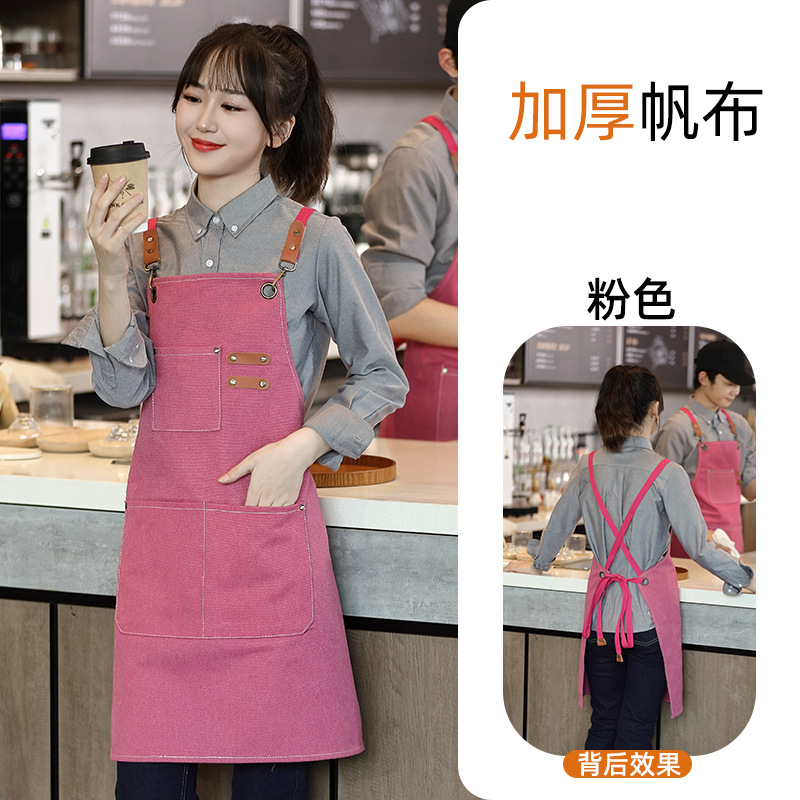 Delantal grueso de nuevo estilo con logotipo personalizado, ropa de trabajo, resistente a las manchas, impermeable, a prueba de aceite, lona de algodón puro para cocina, transfronterizo Amazon