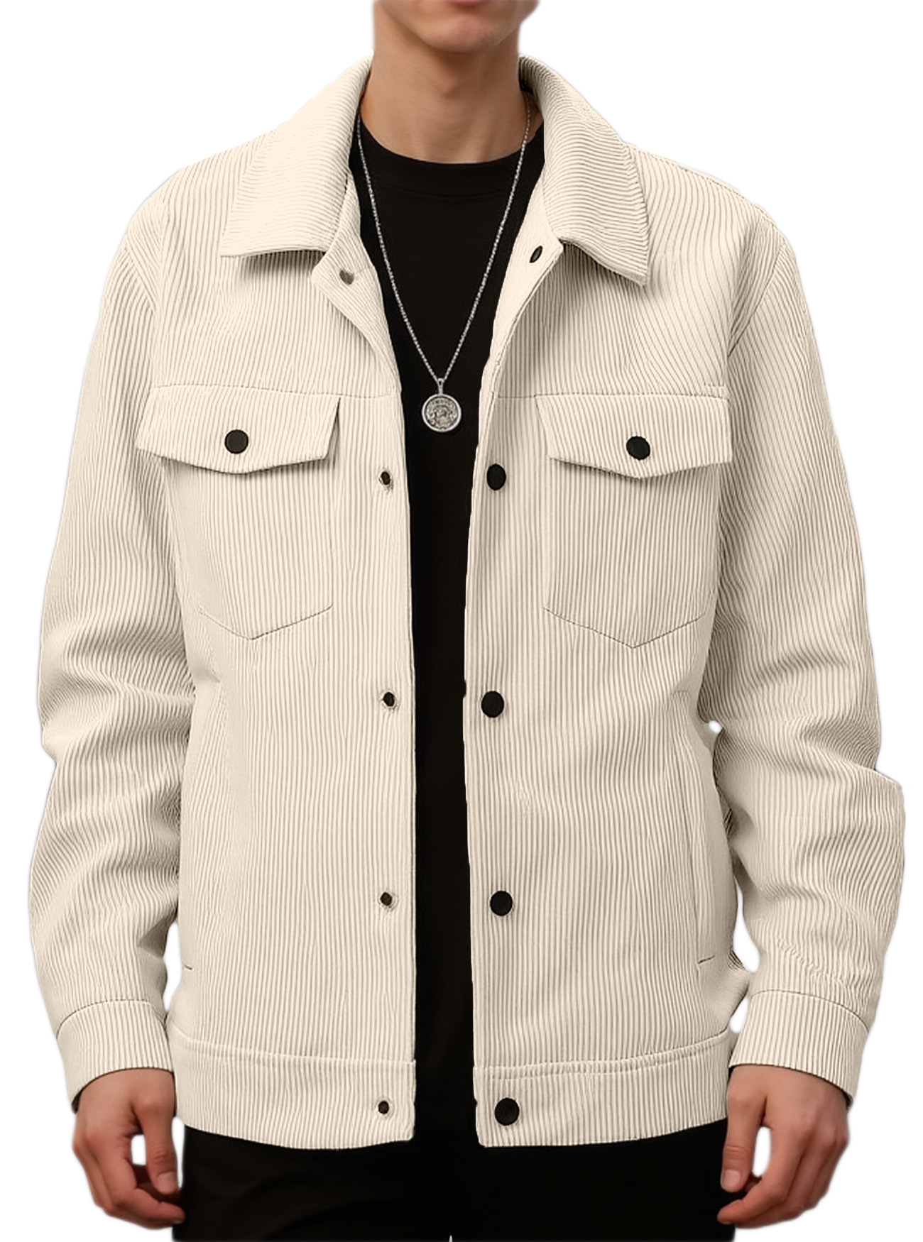 Corduroy Jacket For Men Single Breasted Casual Autumn Coat_voghion.com