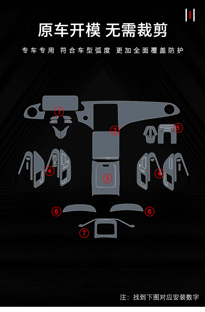 22-25 Mercedes-Benz Eqe350/Amg Center Console Gear Shift Interior Car Sticker Modification Special with High-Definition Film--Tpu