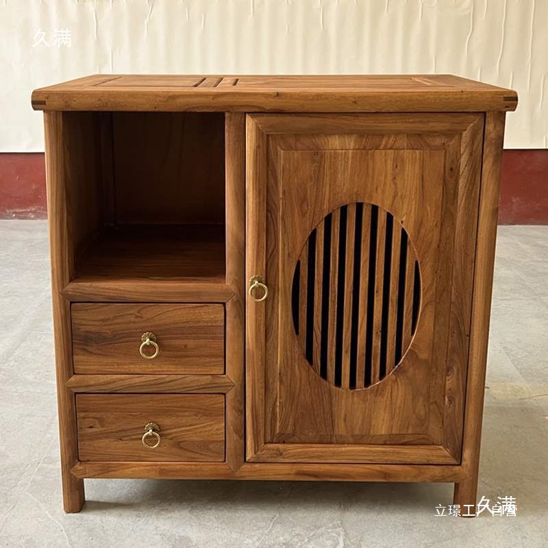 Tea Cabinet Old Elm New Chinese Style Sideboard Solid Wood Living Room Small Apartment Tea Table Tea Cabinet Water Boiling Cabinet Side Table