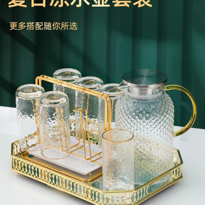 유럽 스타일 가벼운 고급 유리 금속 트레이 침실 거실 커피 테이블 입구 저장 트레이 컵 티 트레이 장식품