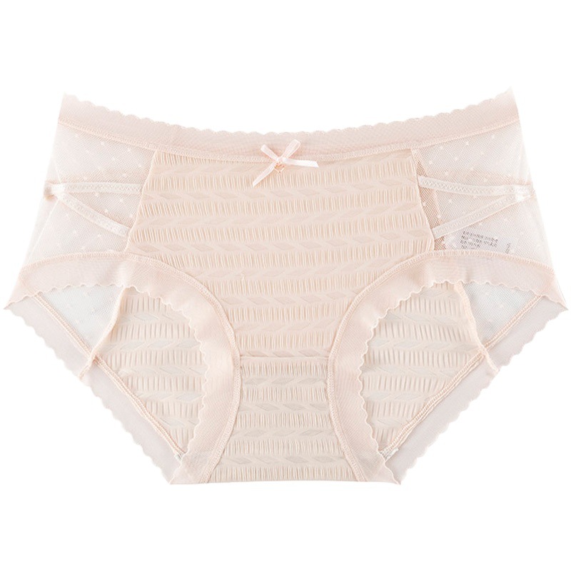 Ropa interior de seda de hielo de algodón antibacteriano entrepierna media cintura chica encaje sexy briefs delgada ropa interior sin costuras