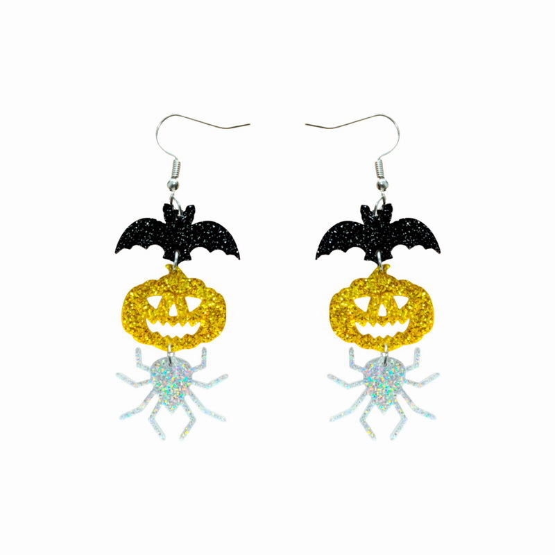 9g Weight Drop Earrings Classification 1 Pair Quantity 1 Pair Halloween Funny Pumpkin Insect Bat Arylic Drop Earrings