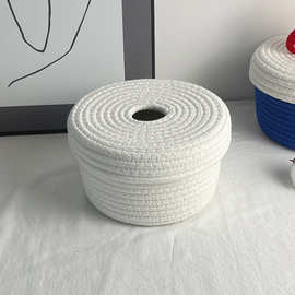 圆形抽纸盒手工编织创意北欧风卷纸盒圆形卷筒中心轴大盘卷纸巾盒