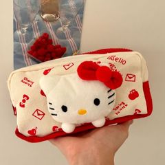 Kt猫ケイティ猫公仔筆袋キャンバス漫画文房具ケースかわいい大容量鉛筆袋収納ケース化粧バッグ