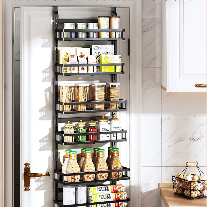 Multi-capa de almacenamiento de rack detrás de la puerta de la pared de la cocina dormitorio baño puerta trasera estante de almacenamiento condimento organizador