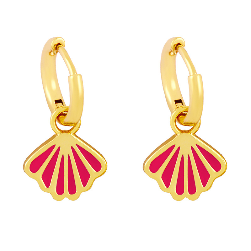 Nihaojewelry Korean Style Fan-shaped Shell Oil Drop Earrings Wholesale Jewelry display picture 5