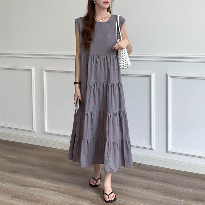 Summer shiffon solid long skirt sleevless