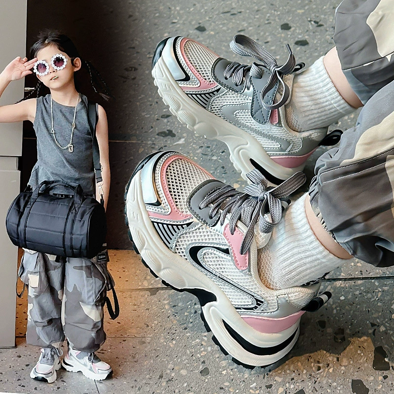 Оптовая продажа детская спортивная обувь 2024 весна и осень новая модель для девочек обувь для девочек большая детская обувь повседневная сетка дышащая