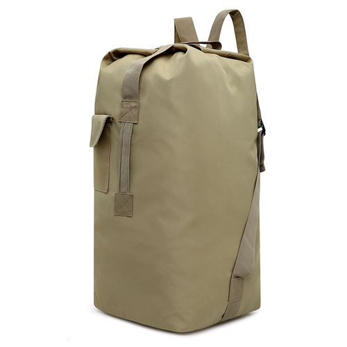 Freemotion Outdoor Men and Women Tactical Backpack Canvas Dual-Shoulder Backpack Bucket Bag Travel Bag Urban Backpack