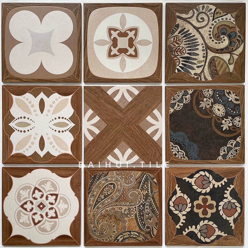 Ретро-плитка под дерево для ресторанов, B&B, кухонь, ванных комнат, антикварный стиль, двор, матовая нескользящая напольная плитка