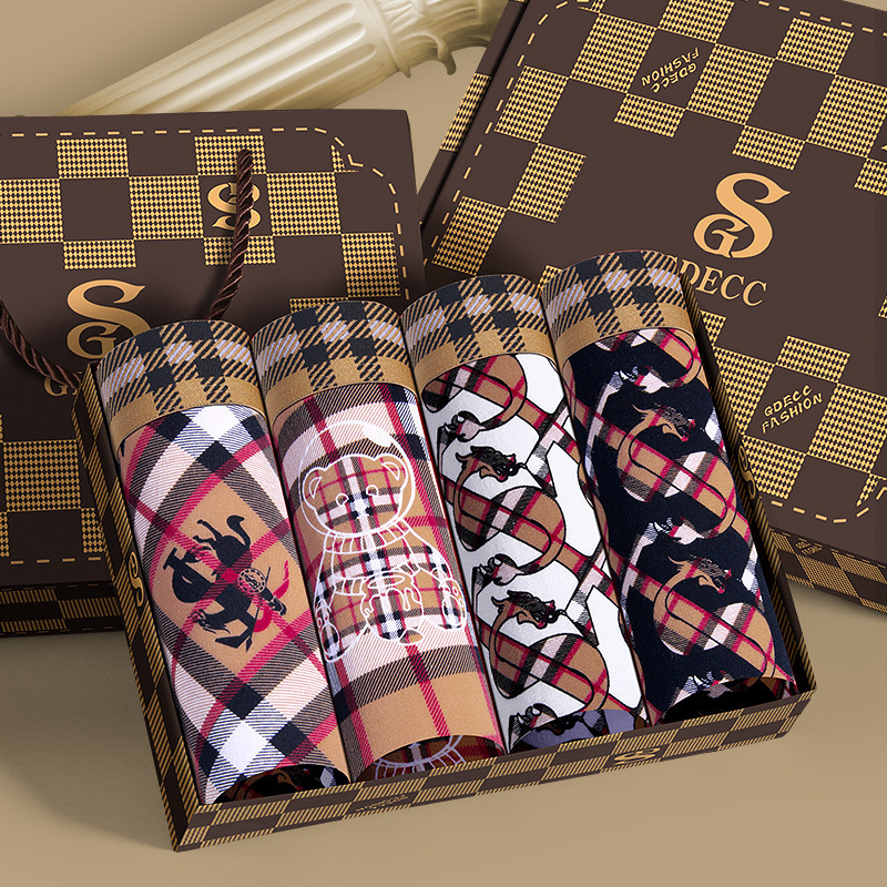 Genuine GDECC men's retro cotton underwear fashion luxury printed boxers gift underwear new trend