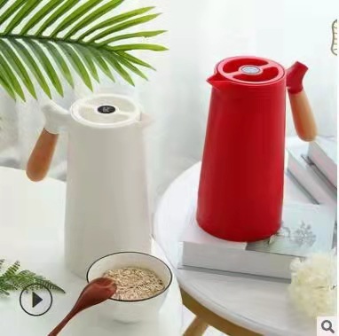 Hervidor térmico estilo europeo, cafetera térmica con mango de madera, botella térmica con logo personalizado