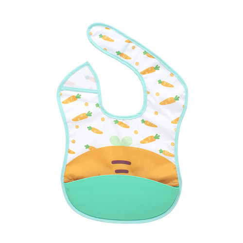 Cute semi-silicone waterproof rice bag double food grade bib eating bib super soft food supplement saliva anti-dirty