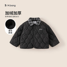 宥宝童装小童外套冬季新品绗棉保暖儿童衣服翻领刺绣男童棉服
