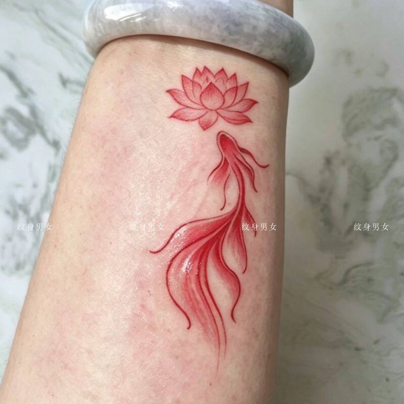 New Chinese-Style Lotus and Koi Tattoo Stickers, Waterproof and Long-Lasting, Artistic Fortune Symbol, Good Luck Arm Tattoo Stickers, Fresh and Simple Design New Chinese-Style Lotus and Koi Tattoo Stickers, Waterproof and Long-Lasting, Artistic Fortune Symbol, Good Luck Arm Tattoo Stickers, Fresh and Simple Design