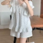v领宽松碎花蕾丝睡衣