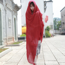 纯色棉麻围巾女 春夏文艺防晒长款披肩 韩版软糯薄款百搭丝巾新款