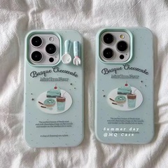 小紅書で話題のデザート柄、イングリッシュスプラッシュインク風、iPhone17promax、Apple15、14、16対応の新作スマホケース