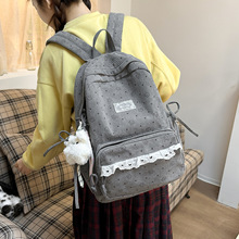 秋冬日系新款ins波点小碎花甜美少女背包高颜值初高中学生双肩包