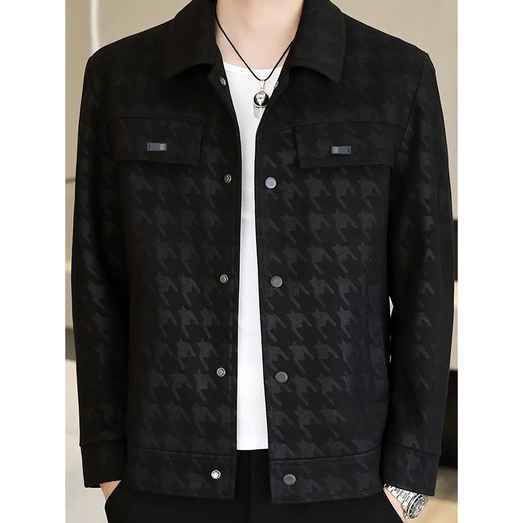 Veste en jean, veste polyvalente à manches longues et col montant pour homme, coupe slim jeune, imprimé tendance de marque_voghion.com