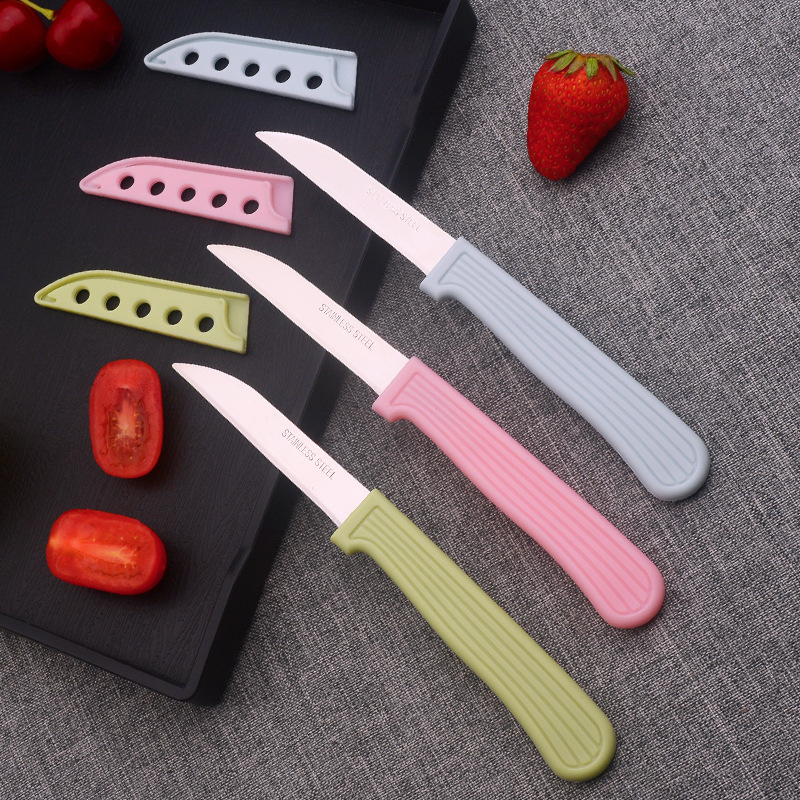 Con juego de cuchillos, cuchillo conveniente, cuchillo de cáscara, pelador, corte de frutas, cuchillo simple para el hogar, mini cuchillo de frutas de acero inoxidable