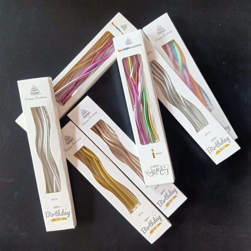 Birthday Candle Curved Wax Gold Plated Party Colored Cake Candle Cyber Celebrity Decorative Birthday Cake Candle