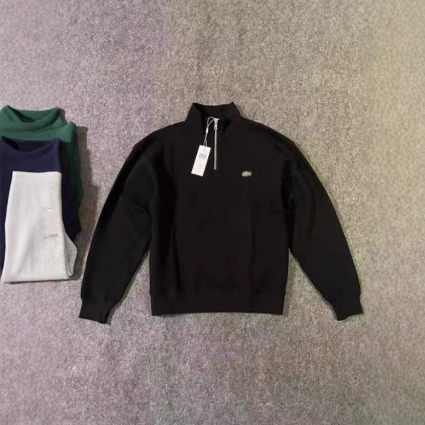 Color-Blocked Embroidery Series, Best-Selling Half-Zip Crew Neck Sweatshirt, Cotton Stand-Up Collar Embroidered Pullover