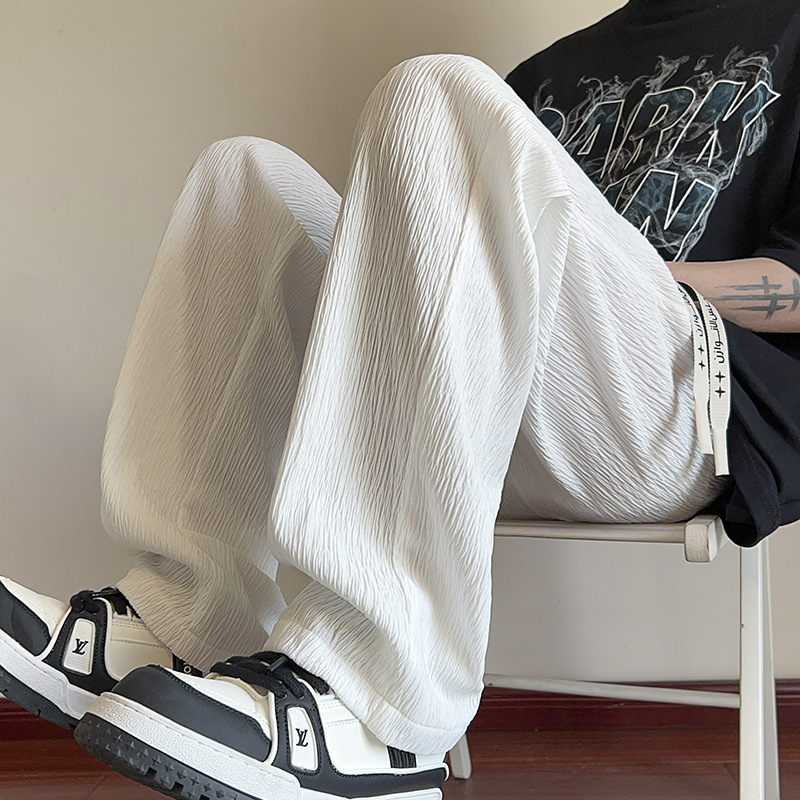 2024 Spring and Summer High-End Draped Casual Fashion Versatile Straight Pants Men's Floor-Length Trousers Wide-Leg Yuppie Trendy Brand