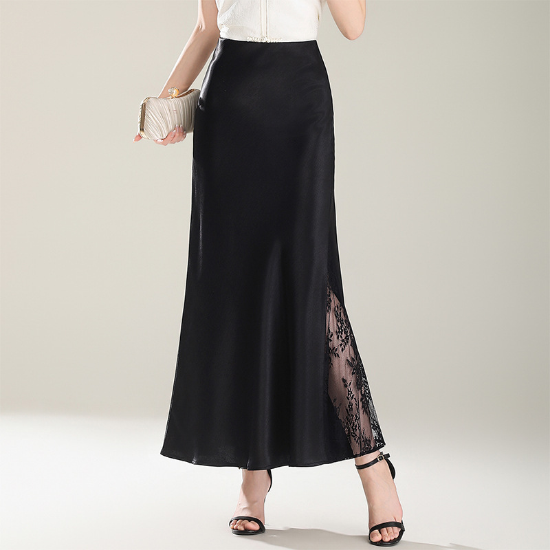 Lace Splicing, Side Slits, Stylish Hip-Hugging Fishtail Skirt, 2026 Summer New Style, Long Slim-Fitting Elegant Skirt Lace Splicing, Side Slits, Stylish Hip-Hugging Fishtail Skirt, 2026 Summer New Style, Long Slim-Fitting Elegant Skirt