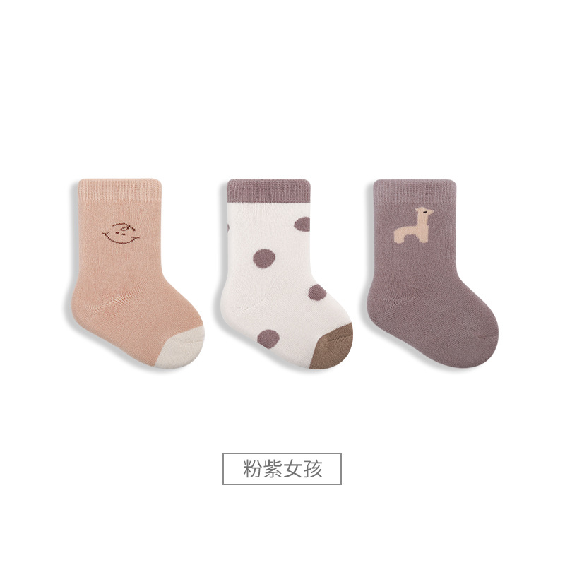 2023 Otoño e Invierno Nuevos calcetines para bebés engrosados Terry cálido bebé recién nacido dibujos animados boca suelta sin hueso calcetines de media pantorrilla