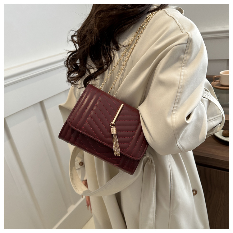 Borsa a tracolla donna con ricamo catena e nappine elegante_voghion.com