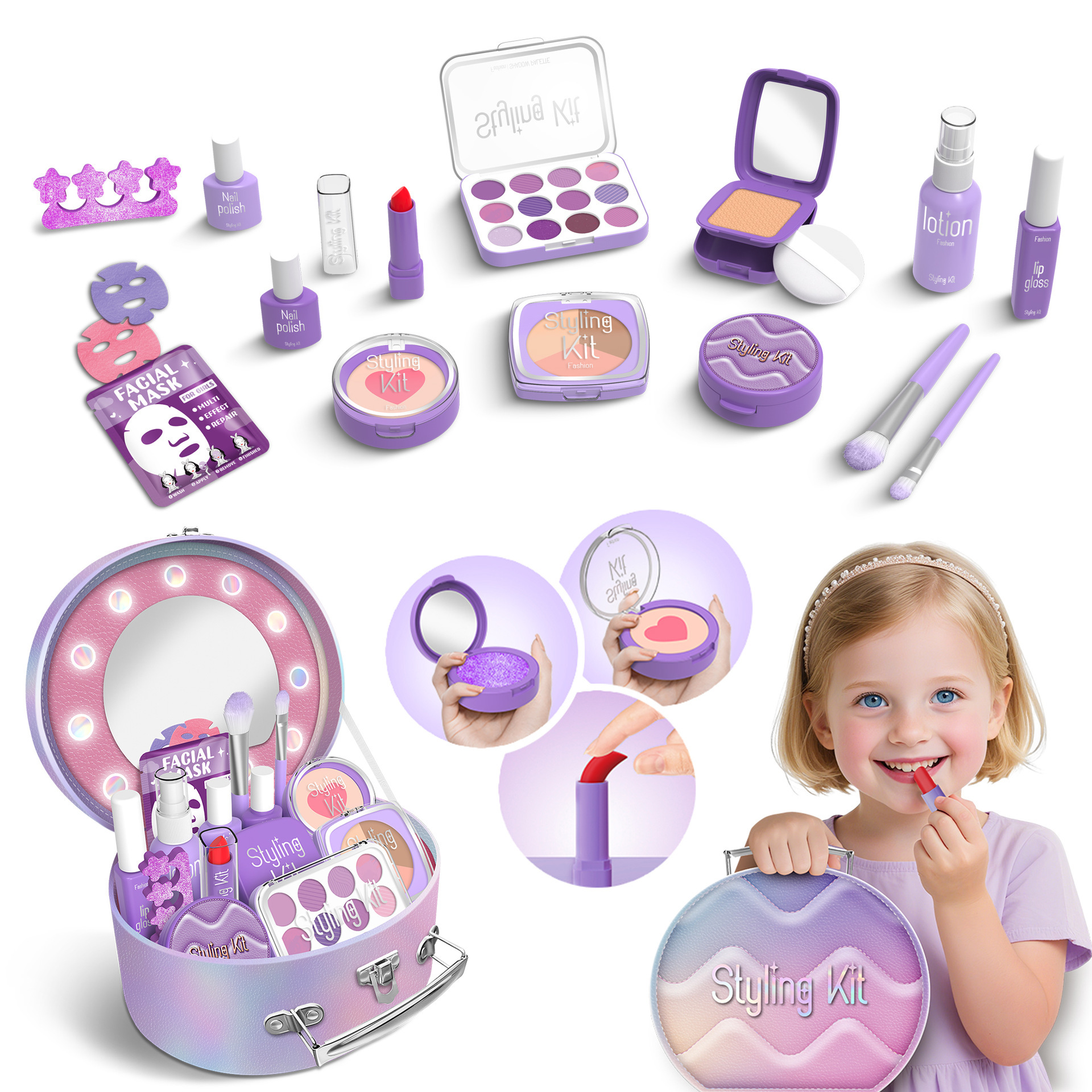 Niños y niñas transfronterizos vestidos de maquillaje conjunto de simulación de maquillaje accesorios herramientas de maquillaje para el hogar juguetes