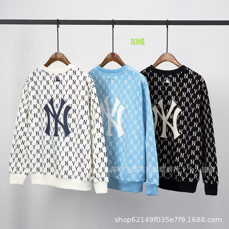 25S Trendy Mlb Winter New Fleece Thickened Sweatshirt Vintage Sports Full Print Logo Hoodie