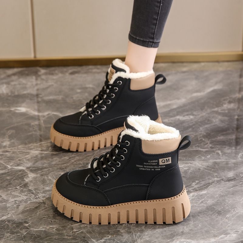 2025 otoño y invierno nuevos zapatos de algodón multifuncionales zapatos de mujer estilo británico Martin botas de mujer botas cortas botas de nieve gruesas