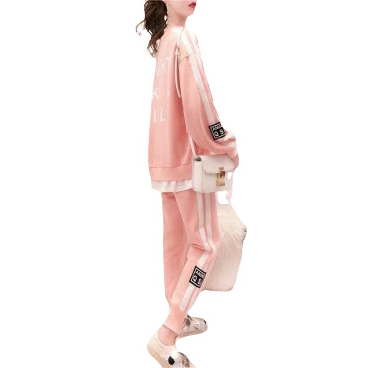 大きいサイズのレディーススーツ2025春秋新作ぽっちゃりさん向け若見え着痩せ長袖スウェットスポーツカジュアルツーピースセット