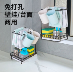 雑巾棚厨房物置棚水槽の水切り棚は穴を開けないで壁にかけることができます。