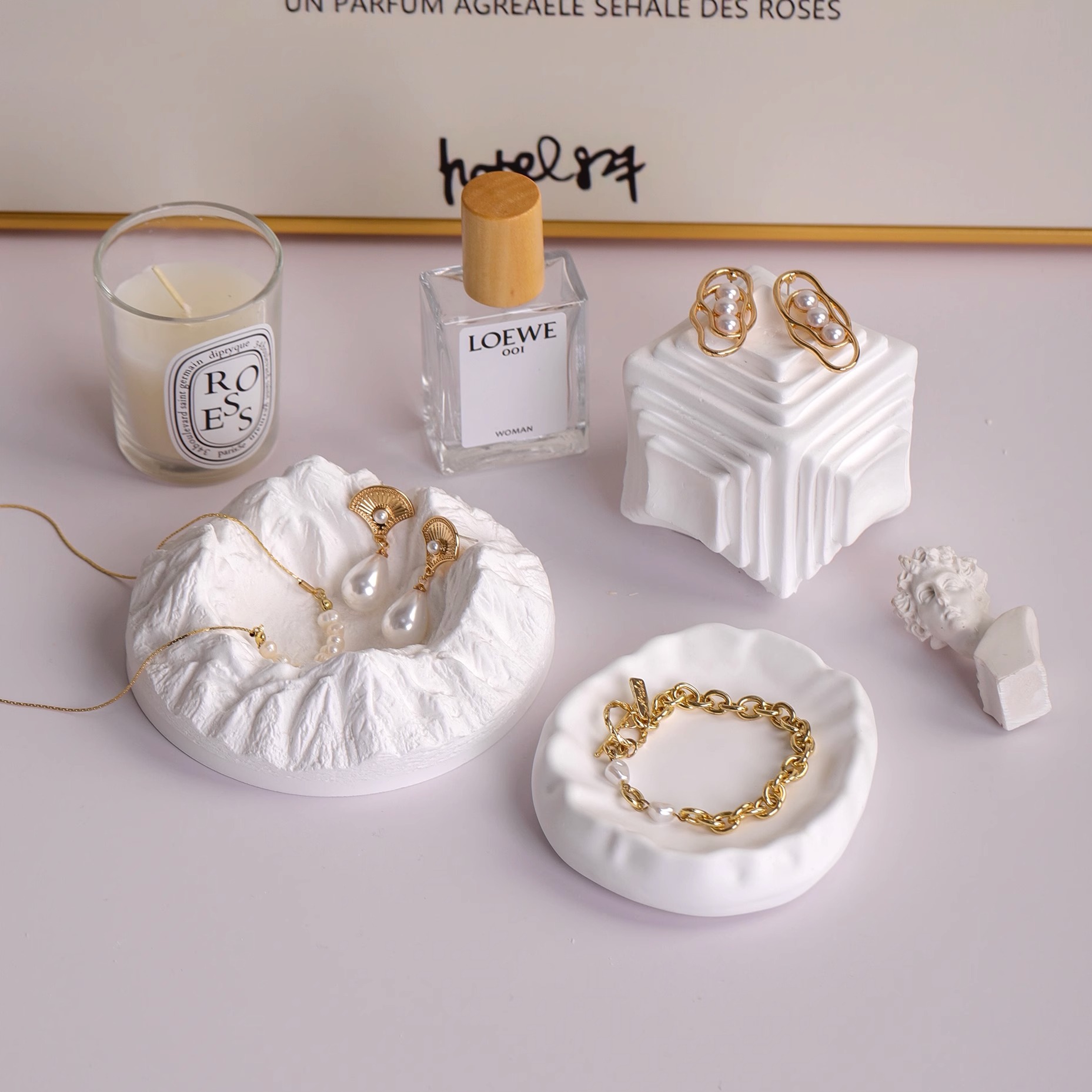 北歐石膏首飾托盤手鍊展示架擺設氛圍裝飾飾品珠寶擺拍攝影道具