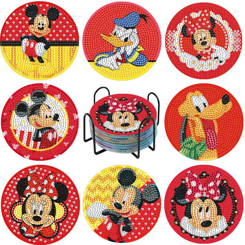 Aliexpress Cartoondiy Diamante Pinting Punts Perforador de tazas acrílicas caseras con portavasas Mickey Minnie Stitch