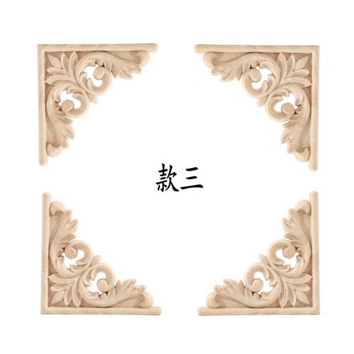 Dongyang wood carving, European decorative accessories, white embryo solid wood corner flower retail, antique home decoration