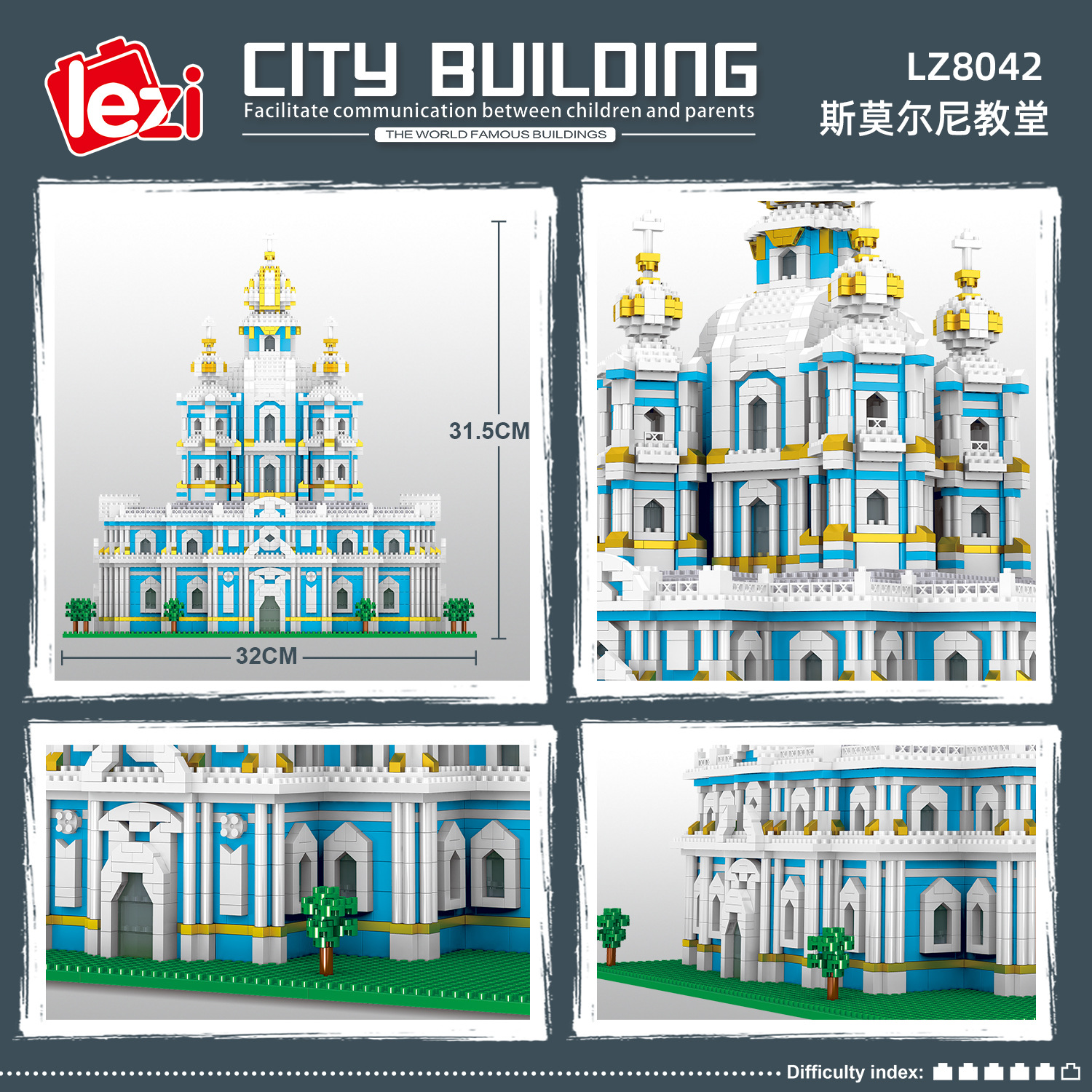LZ8042 smallney iglesia partículas de diamante en miniatura ensamblando bloques de construcción modelo de autoensamblaje juguetes