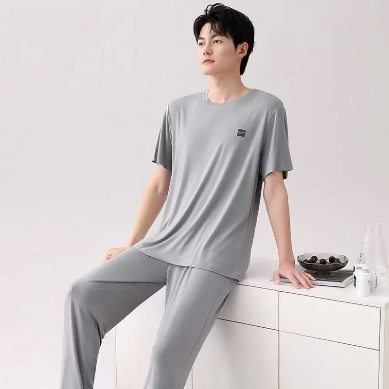 パジャマメンズ夏綿半袖ズボン 2025 新しいメンズウェアラブル綿ホーム服メンズ 2 点セット|undefined