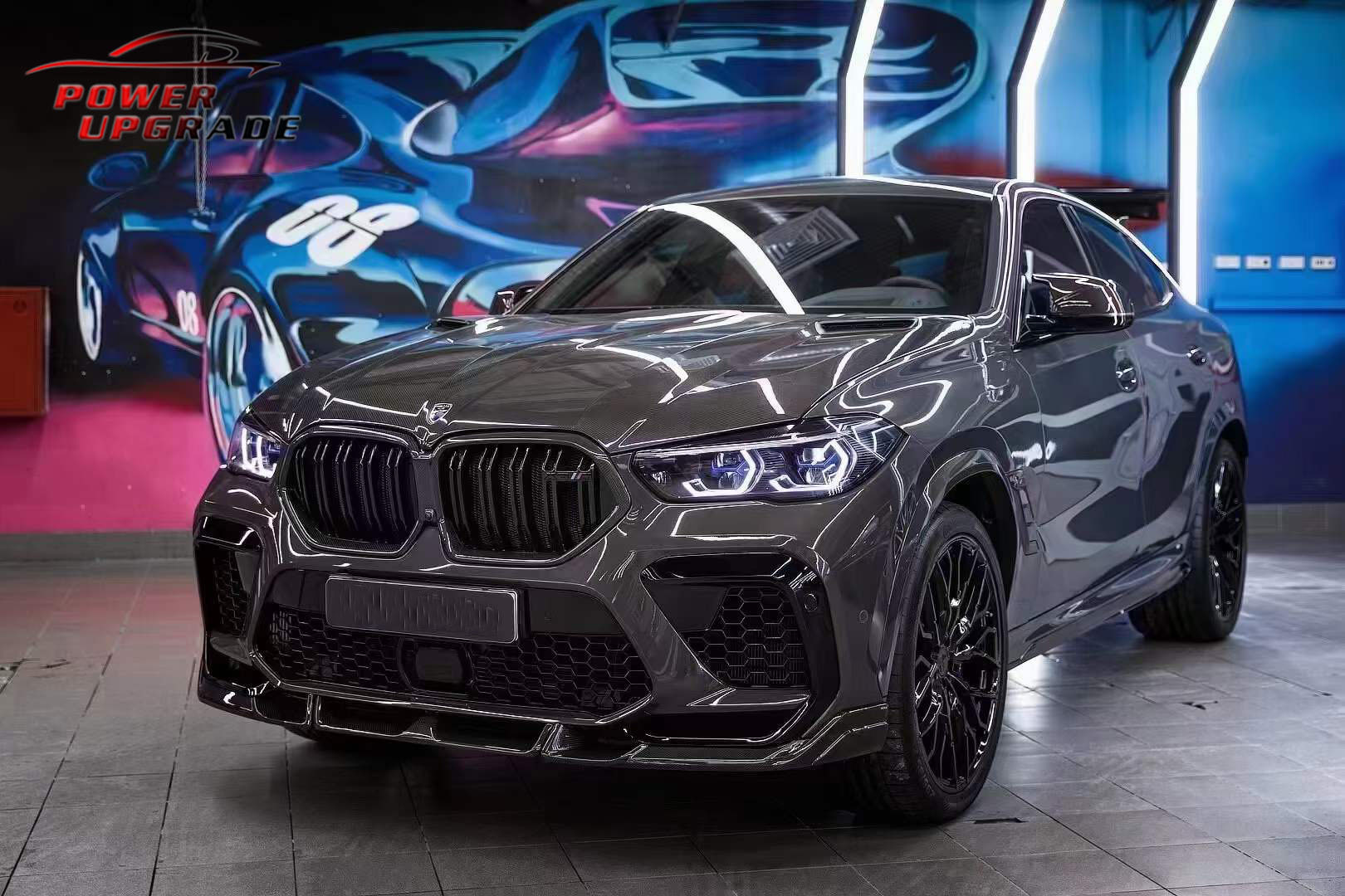 Suitable for BMW X6M F96 front lip modification part LD model carbon fiber front spoiler front bumper lip decoration