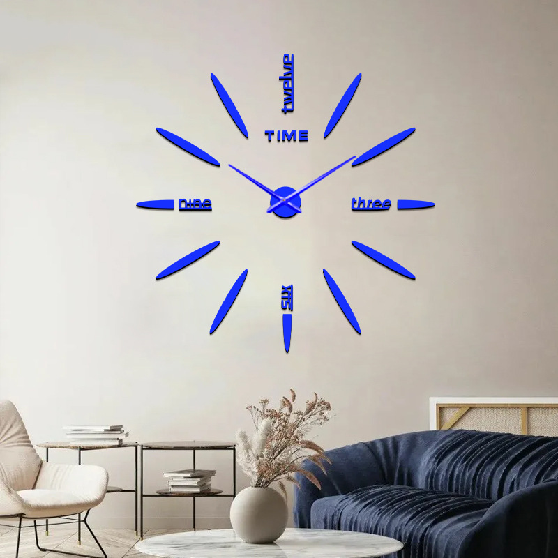 Reloj de pared 3D de lujo ligero, reloj en inglés de alta gama, decoración silenciosa para sala/dormitorio, moda simple