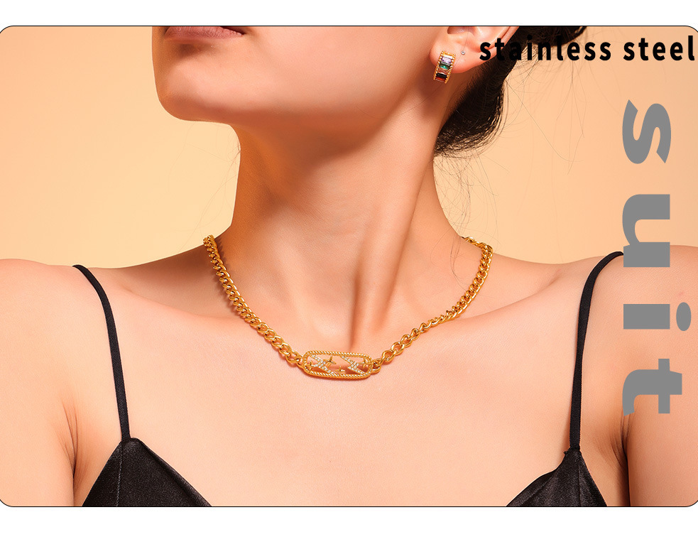 Set Collana E Bracciale Donna In Acciaio Titanio Stelle Lune_voghion.com