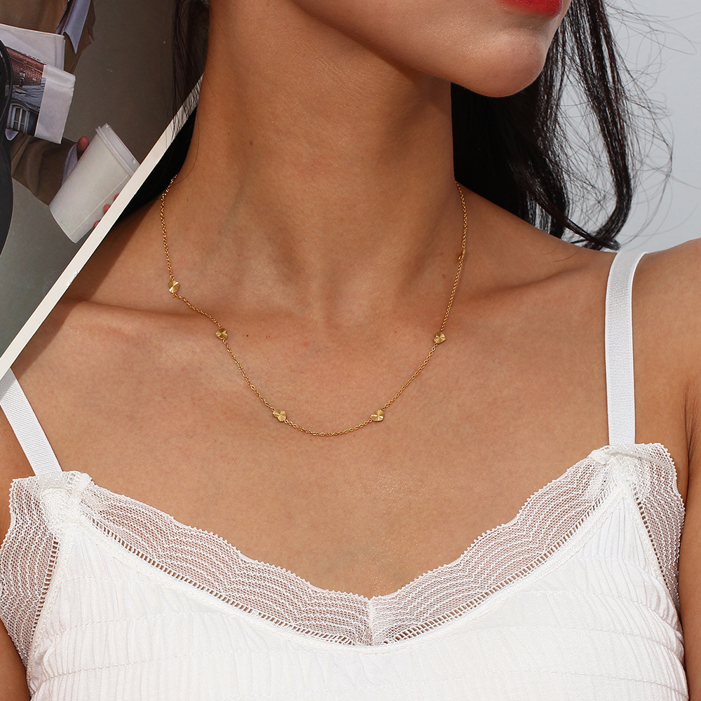 Simple Style Heart Shape Stainless Steel Gold Plated Necklace