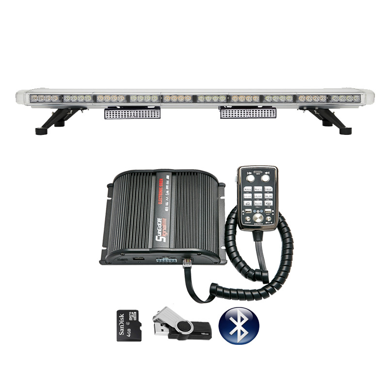 High-power LED long-row warning light red and blue strobe light 1.2m Bluetooth siren with dual speakers 8400-4H